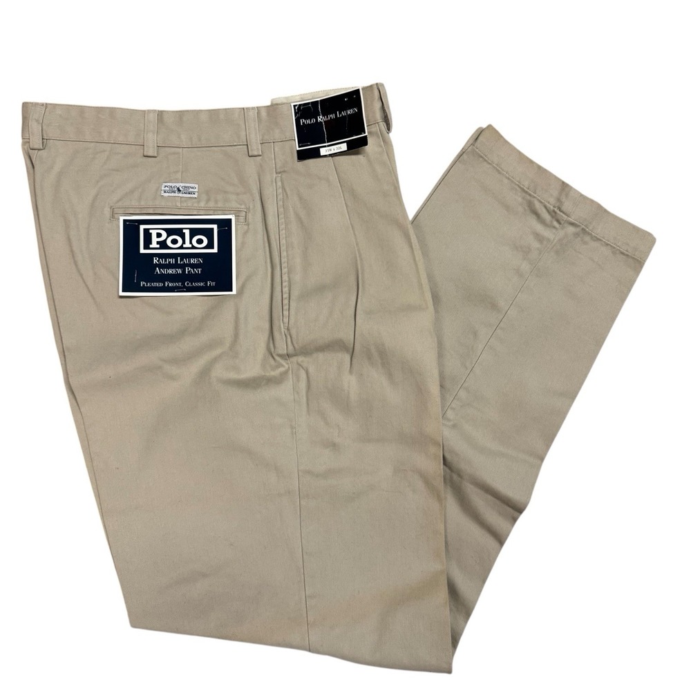 Vtg NOS 80s 90s Polo Ralph Lauren Andrew Pants 35 x 32 Classic Fit Pleated NWT
